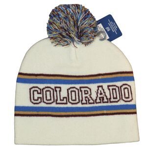 Colorado Cream Multi Pom Pom Cozy Sweater Knit Beanie Hat Unisex Adult ONE SIZE